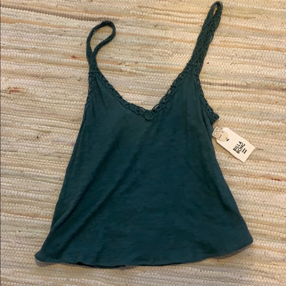 Turquoise crochet strap tank top